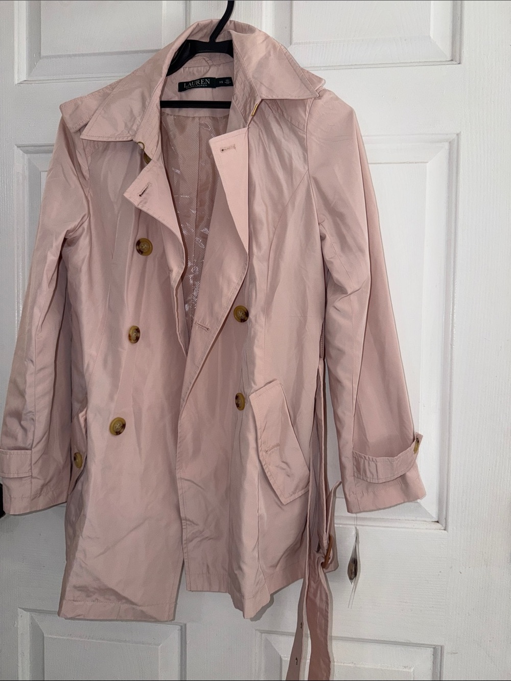 Lauren Ralph Lauren Blush Double-Breasted Trench Coat